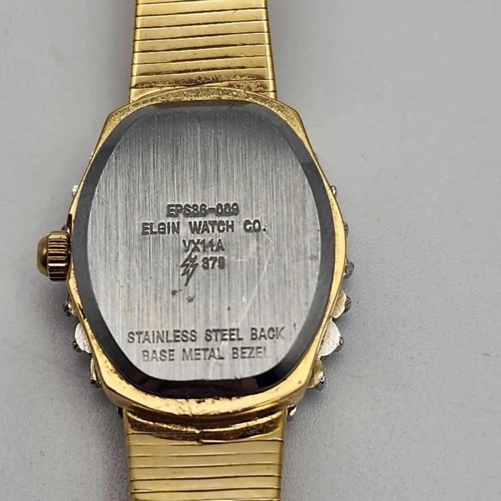 Vintage Elgin Gold Tone Ruby & White Sapphire Watch